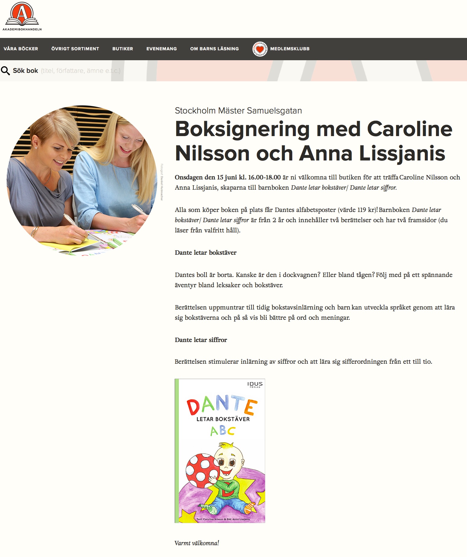 Boksignering med Anna och Caroline på Akademibokhandeln